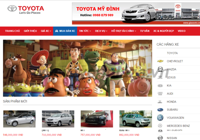 website cập nhật giá xe ô tô