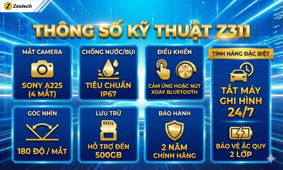 Thông số kỹ thuật Camera 360 Zestech Z311