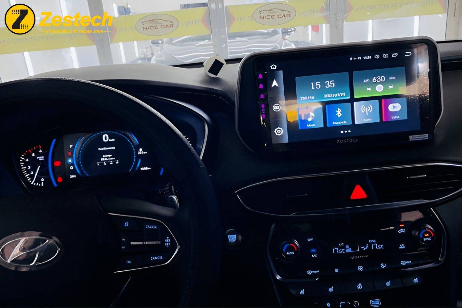 Giải trí đa phương tiện trên Màn hình Android cho xe Hyundai Santafe