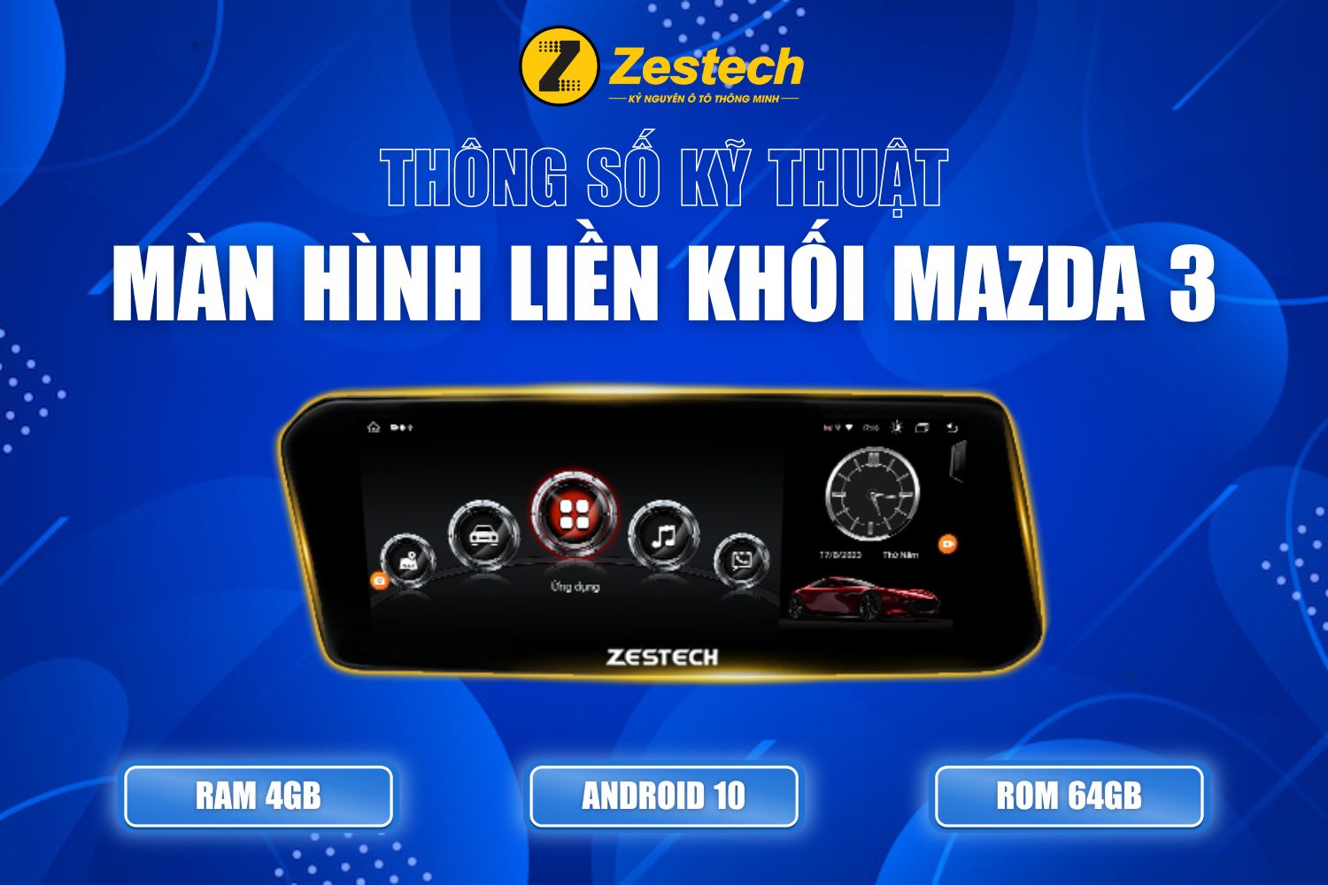 Màn hình liền khối cho xe Mazda 3 sở hữu cấu hình cực khủng