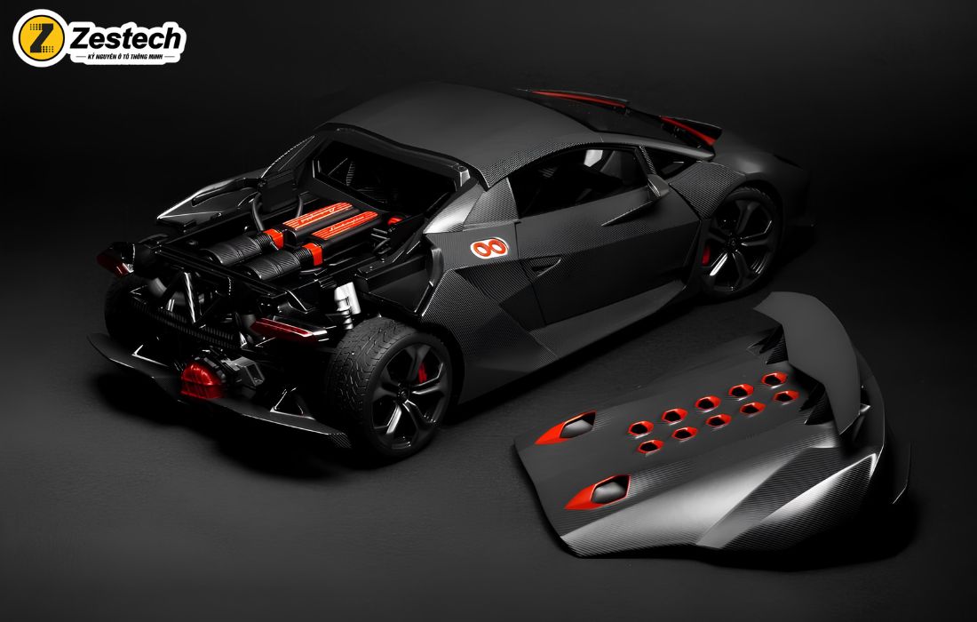 Lamborghini Sesto Elemento được trang bị hộp số tự động 6 cấp và động cơ V10 5.2L cực khủng