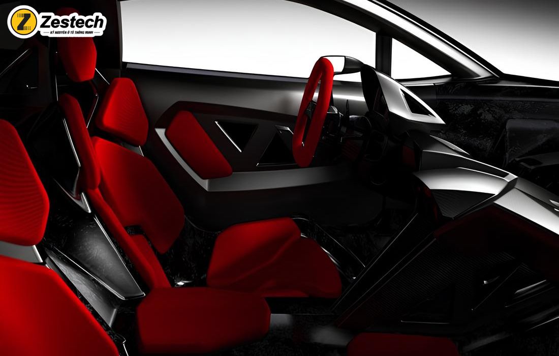 Nội thất Lamborghini Sesto Elemento lấy 2 màu đỏ đen làm chủ đạo