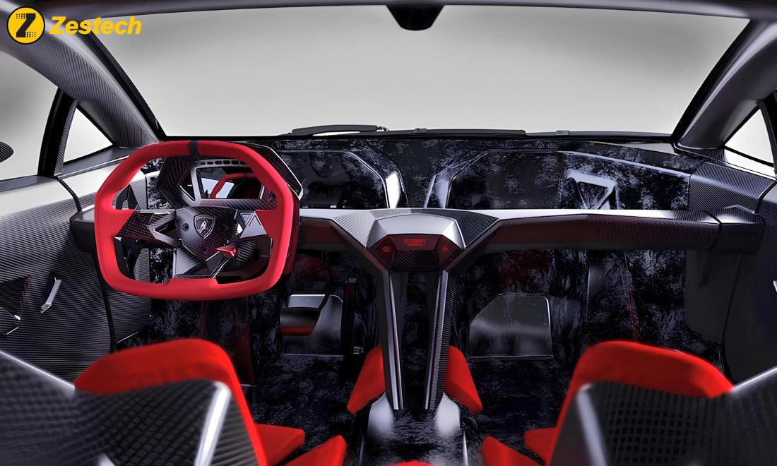 Lamborghini Sesto Elemento được trang bị các tiện nghi cao cấp như ghế da, vô lăng bọc da và các đồng hồ điện tử hiện đạ