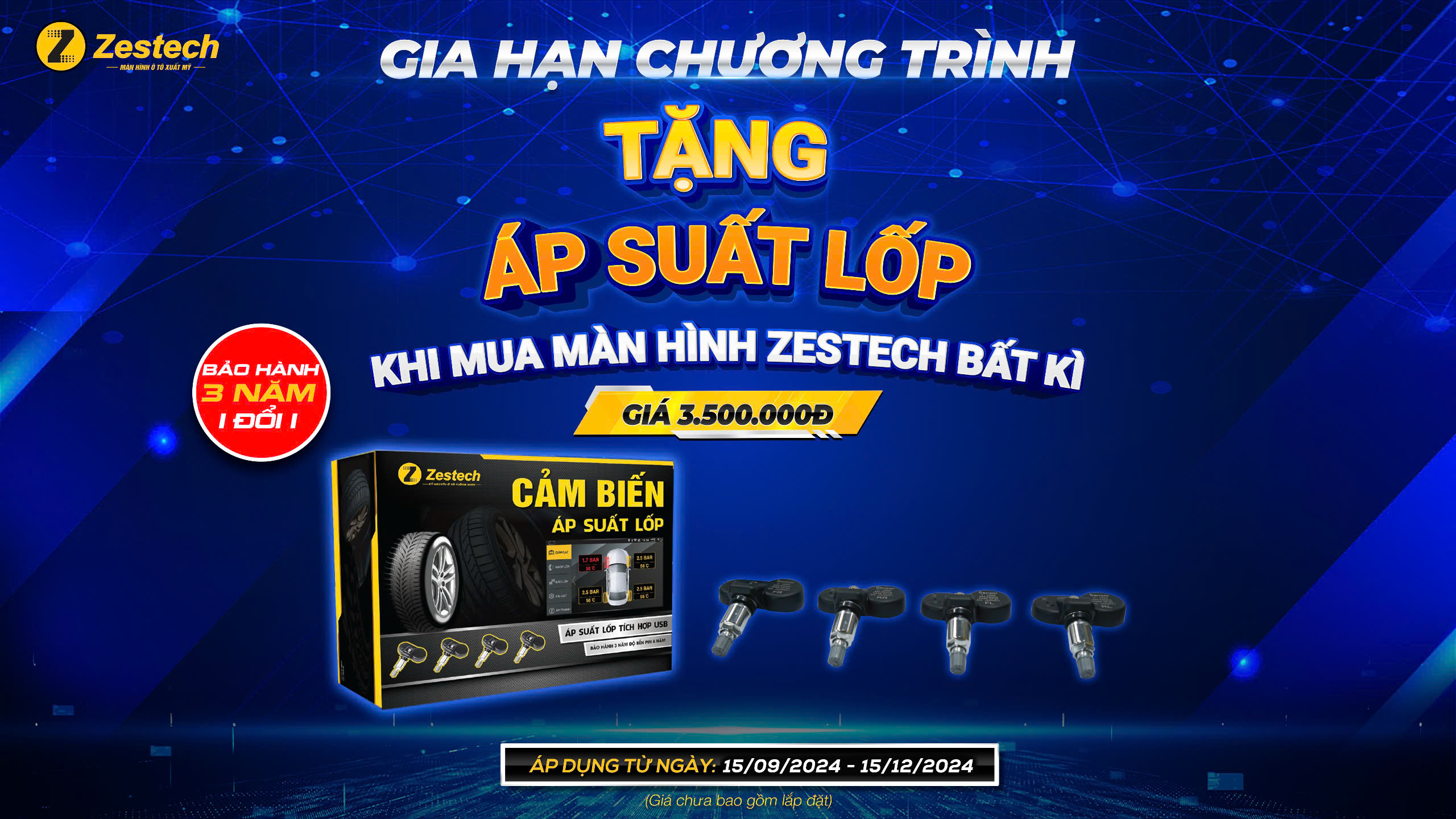 Tặng cảm biến áp suất lốp khi mua Màn hình Zestech