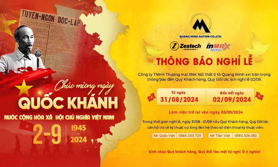 THÔNG BÁO LỊCH NGHỈ LỄ QUỐC KHÁNH 2/9/2024