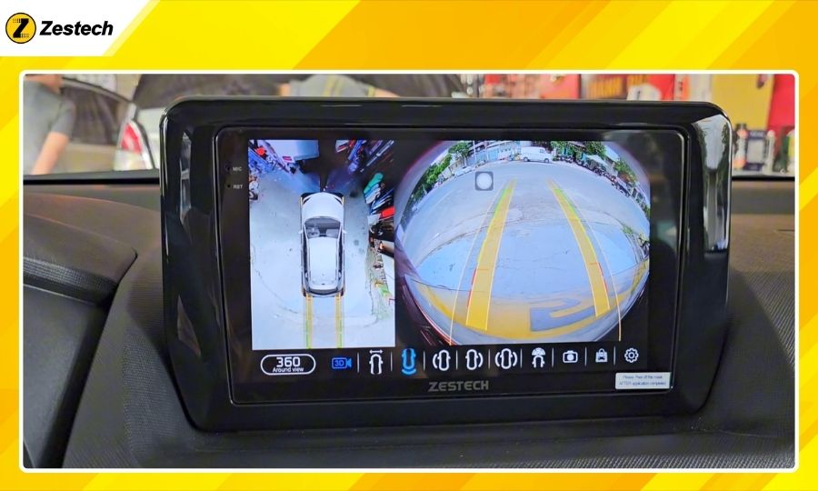 Camera trước, sau trên màn hình ô tô cho xe Toyota Veloz 2022 hỗ trợ vạch đánh lái cực chuẩn