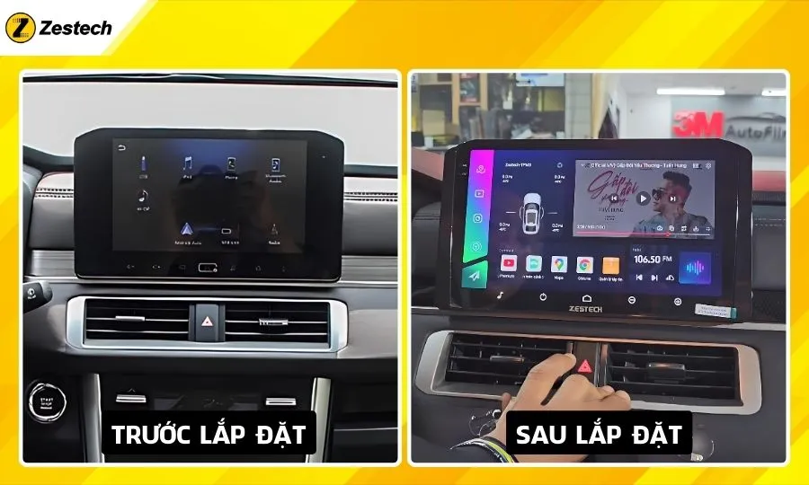 So sánh trước và sau khi lắp màn hình ô tô cho xe Mitsubishi Xpander 2018, 2019, 2020, 2021, 2022, 2023, 2024