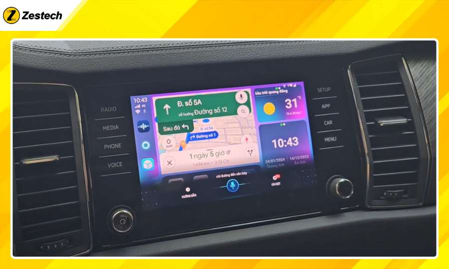 Android Box cho xe Skoda Kodiaq 2017-2021 có khả năng điều khiển bằng giọng nói