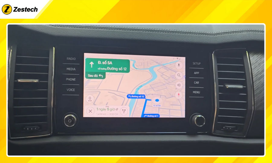 Android Box cho xe Skoda Kodiaq 2017-2021 tích hợp đa dạng bản đồ dẫn đường