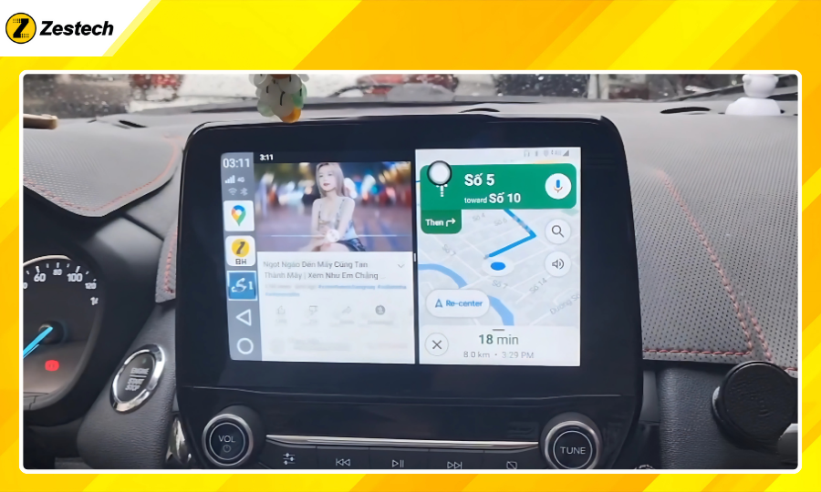 Android Box cho xe Ford EcoSport 2021-2024 có khả năng đa nhiệm ứng dụng