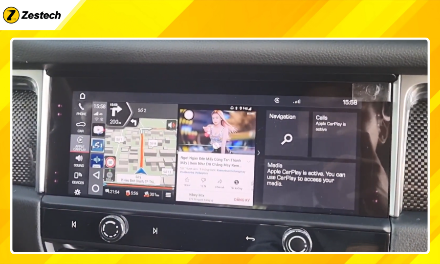 Chia đôi màn hình đa nhiệm với Android Box cho xe Porsche Cayenne 2019-2021
