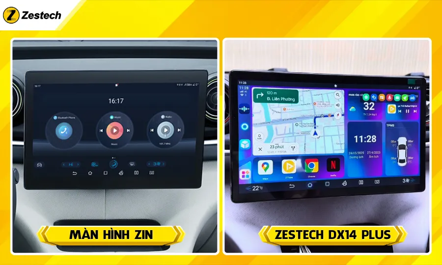 Trước và sau lắp đặt Android Box cho xe BYD Dolphin