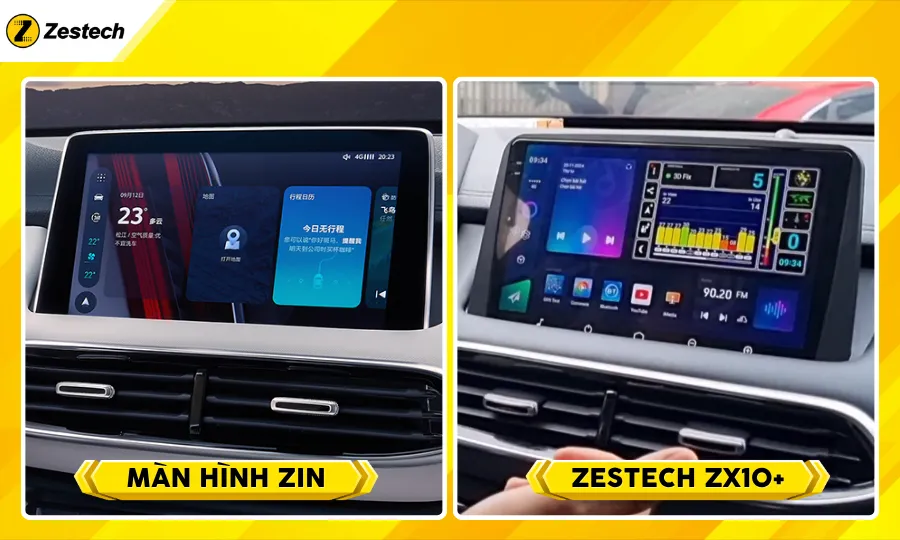 Trước và sau khi lắp đặt màn hình ô tô cho xe MG HS