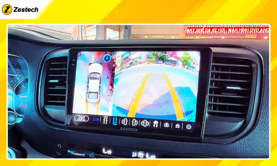 Màn hình ô tô cho xe Peugeot Traveller tích hợp camera 360 sắc nét
