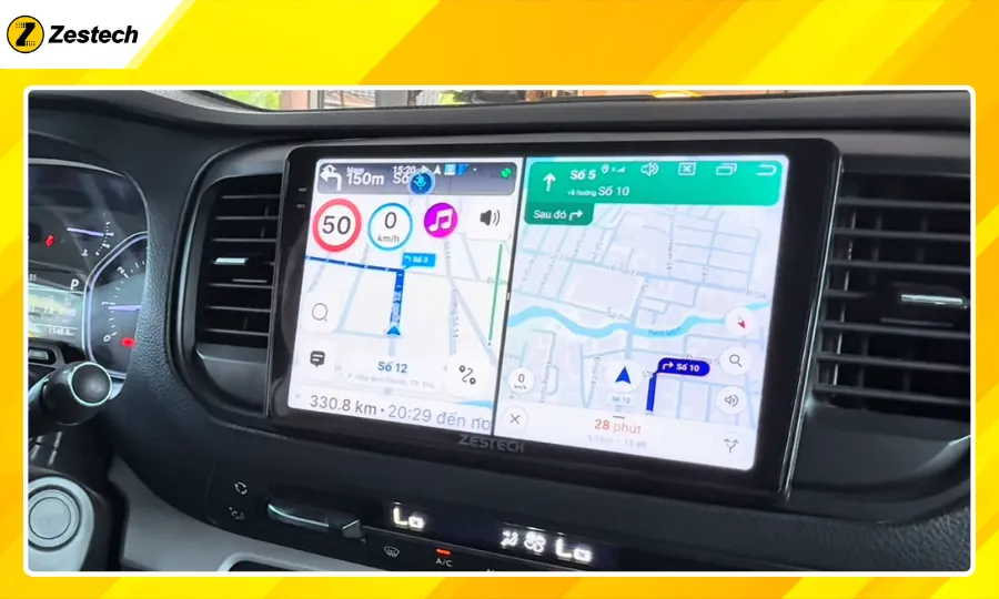 Chia đôi màn hình ô tô cho xe Peugeot Traveller, trải nghiệm đa nhiệm
