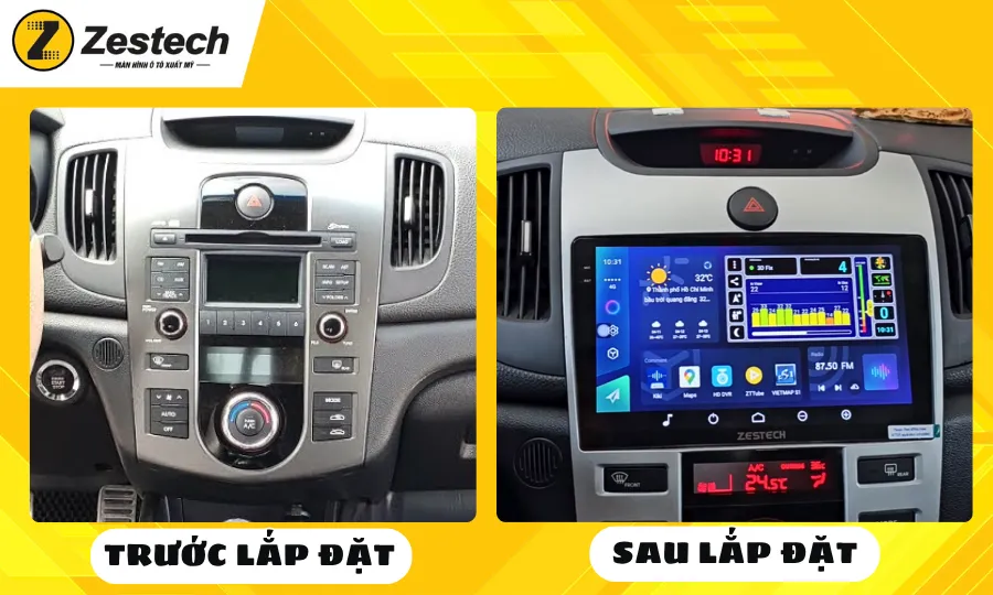 Trước & Sau khi lắp đặt màn hình ô tô cho xe Kia Forte 2008-2012