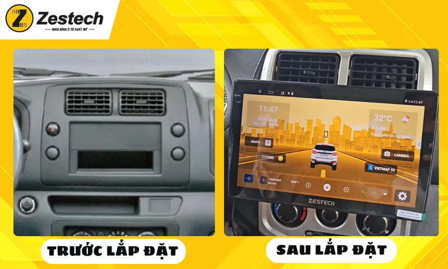 Trước và sau khi lắp đặt màn hình ô tô cho xe tải