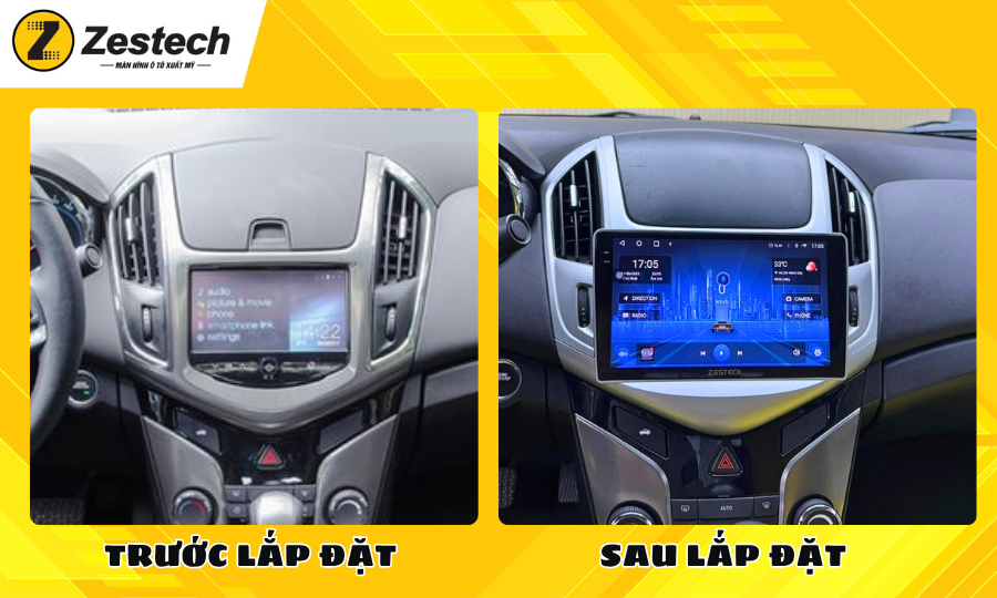 Trước và sau khi lắp màn hình ô tô cho xe Cruze 2016-2018