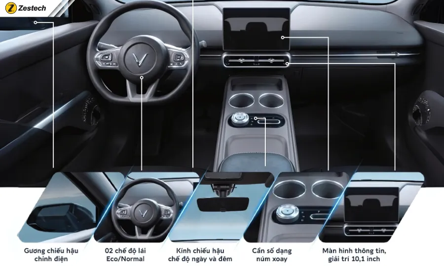 Khoang cabin của VinFast Limo Green được tối ưu hóa đầy đủ tiện nghi