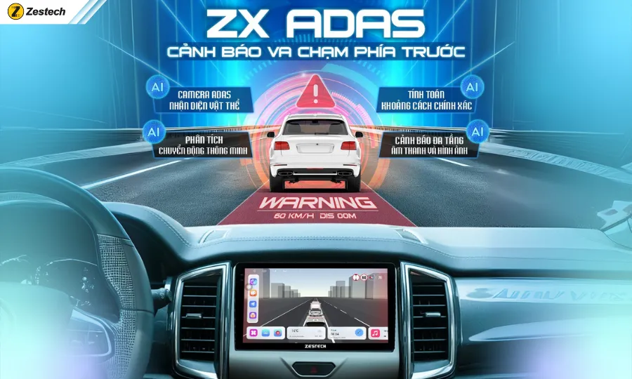 Cảnh báo va chạm phía trước trên màn hình ZX ADAS
