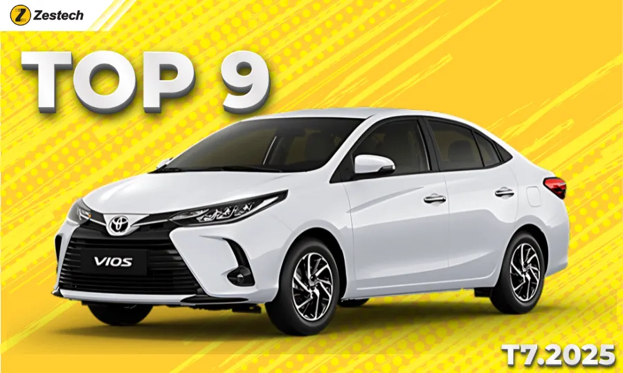 TOP 9 - Tháng 7.2025 | Toyota Vios với 1.213 xe
