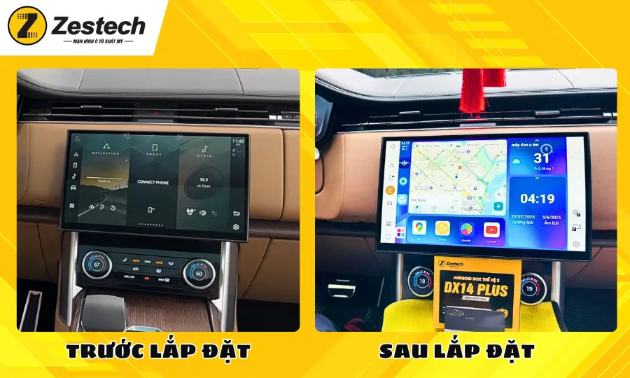 Trước và sau khi lắp Android Box cho xe Range Rover 2022-2025