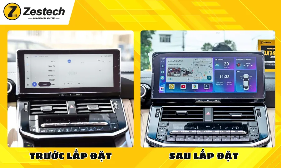 Trước và sau khi lắp đặt Android Box cho xe Land Cruiser LC300