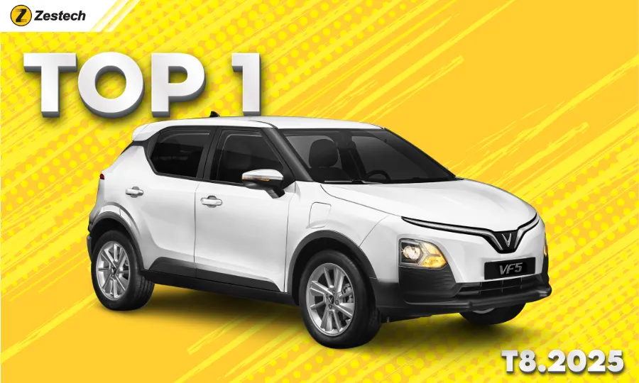 VinFast VF5 đạt Top 1 trong danh sách Top 10 xe ô tô bán chạy nhất Tháng 8/2025
