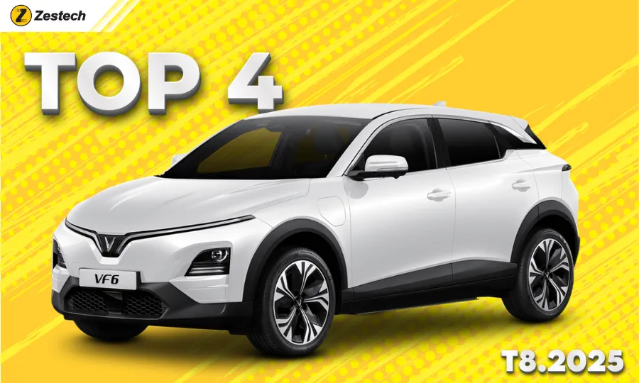 VinFast VF6 góp mặt ở vị trí Top 4 trong danh sách xe bán chạy tháng 8/2025