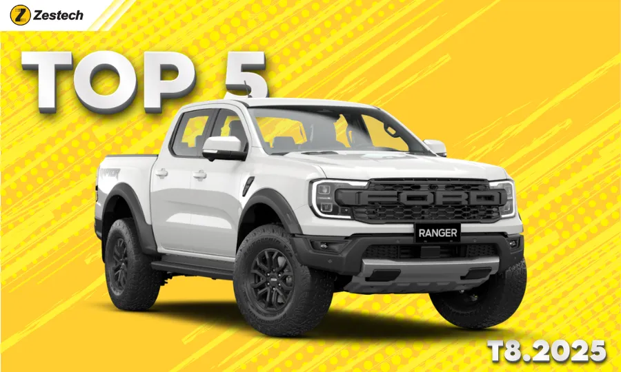 Ford Ranger đứng Top 5 trong bảng xếp hạng xe ô tô bán chạy tháng 8/2025