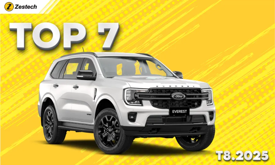 Ford Everest giữ vị trí Top 7 trong danh sách xe bán chạy tháng 8/2025