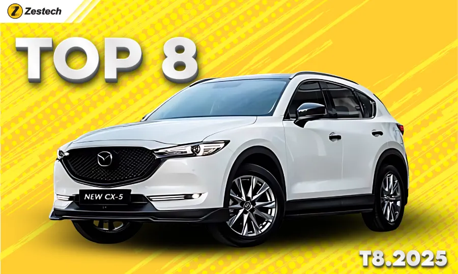 Mazda CX-5 đạt doanh số cao, xếp Top 8 trong Top 10 xe bán chạy tháng 8/2025
