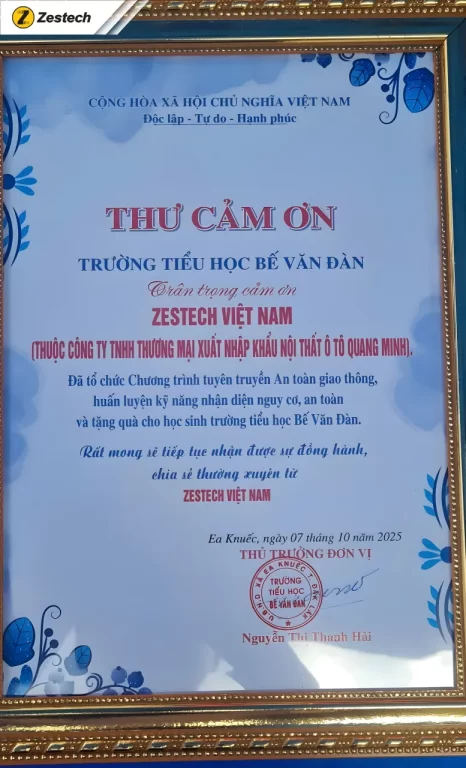 Thư cảm ơn từ Trường Tiểu học Bế Văn Đàn