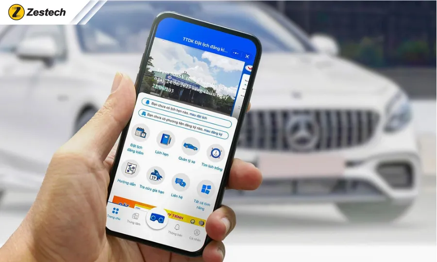 Đặt lịch gia hạn đăng kiểm trên app