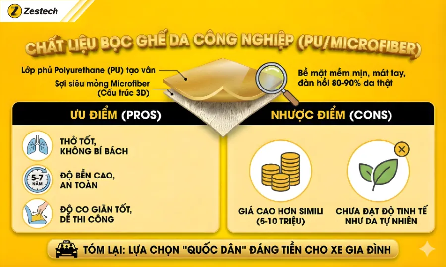 Hướng dẫn bọc ghế da ô tô tại nhà với 5 bước chuẩn kỹ thuật 4 Bọc ghế da ô tô bằng chất liệu da công nghiệp (Da PU/Microfiber)