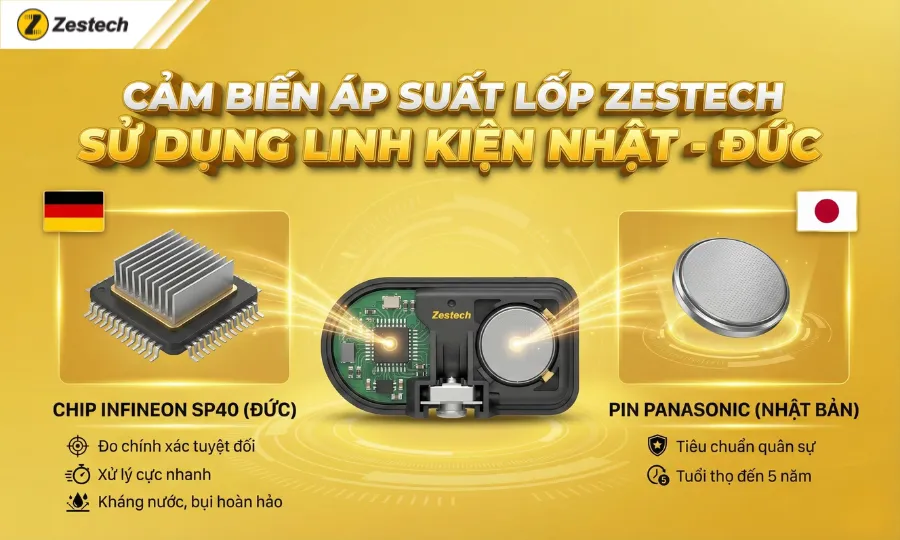 Cảm biến áp suất lốp ô tô: 4 lợi ích giúp lái xe an toàn 7 Cảm biến áp suất lốp ô tô Zestech sử dụng linh kiện Nhật - Đức