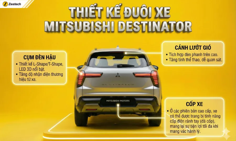 Đánh giá xe Mitsubishi Destinator 2025: Thông số, Giá bán 5 Thiết kế đuôi xe Mitsubishi Destinator