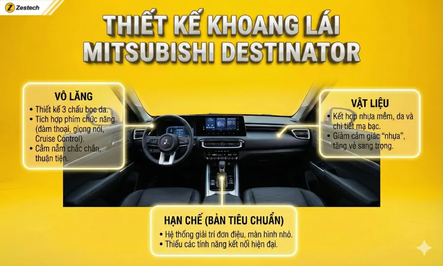 Đánh giá xe Mitsubishi Destinator 2025: Thông số, Giá bán 6 Thiết kế khoang lái Mitsubishi Destinator