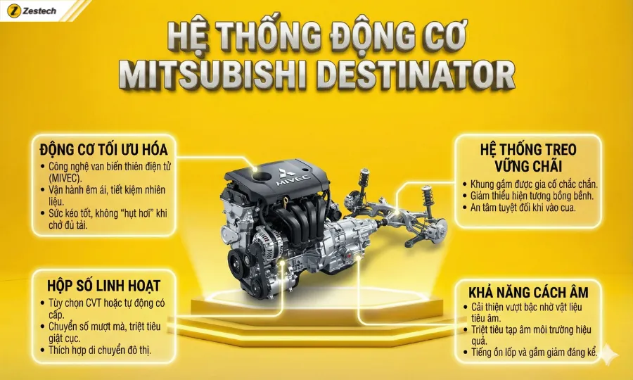 Đánh giá xe Mitsubishi Destinator 2025: Thông số, Giá bán 8 Động cơ Mitsubishi Destinator