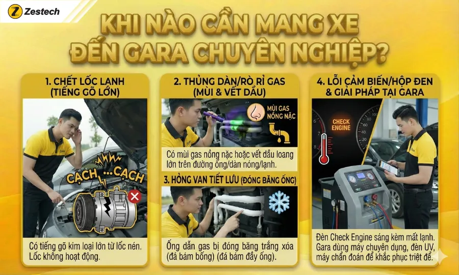 Điều hòa không mát: 8 nguyên nhân và cách khắc phục 16 Dấu hiệu cần mang xe đến gara chuyên nghiệp khi điều hòa không mát