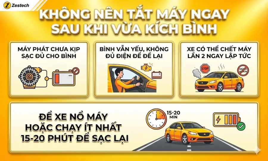 Tại sao không nên tắt máy ngay sau khi vừa kích bình