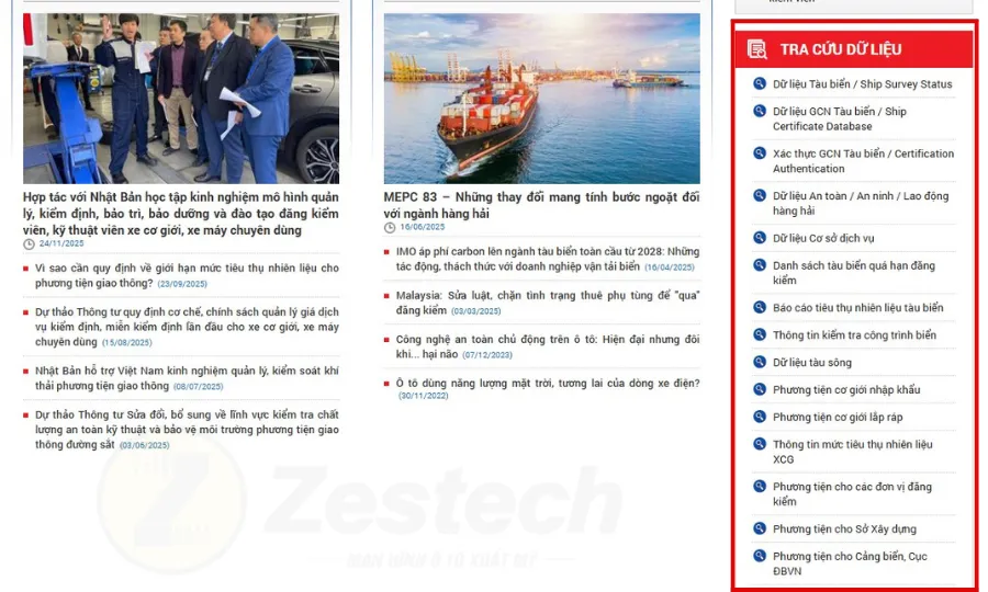 Tra cứu phạt nguội trên website của Cục Đăng kiểm Việt Nam 