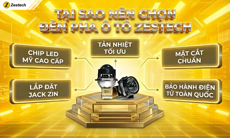 Các loại đèn pha ô tô Zestech & Báo giá 2026 6 Ưu điểm của đèn pha ô tô thương hiệu Zestech