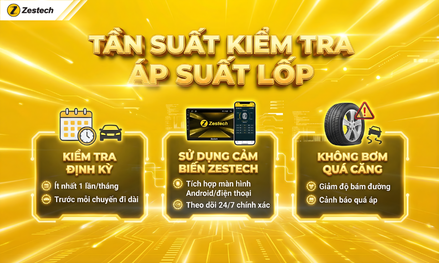Đèn báo áp suất lốp: Ý nghĩa, cách xử lý và cách tắt đèn nhanh nhất 7 Những lưu ý quan trọng về tần suất kiểm tra áp suất lốp