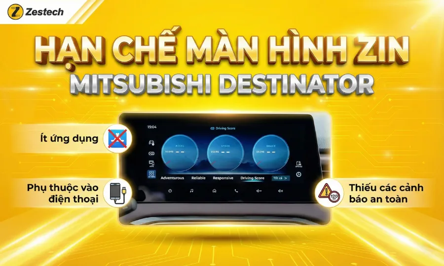 Lắp Android Box cho Mitsubishi Destinator 2 Hạn chế màn hình zin Mitsubishi Destinator