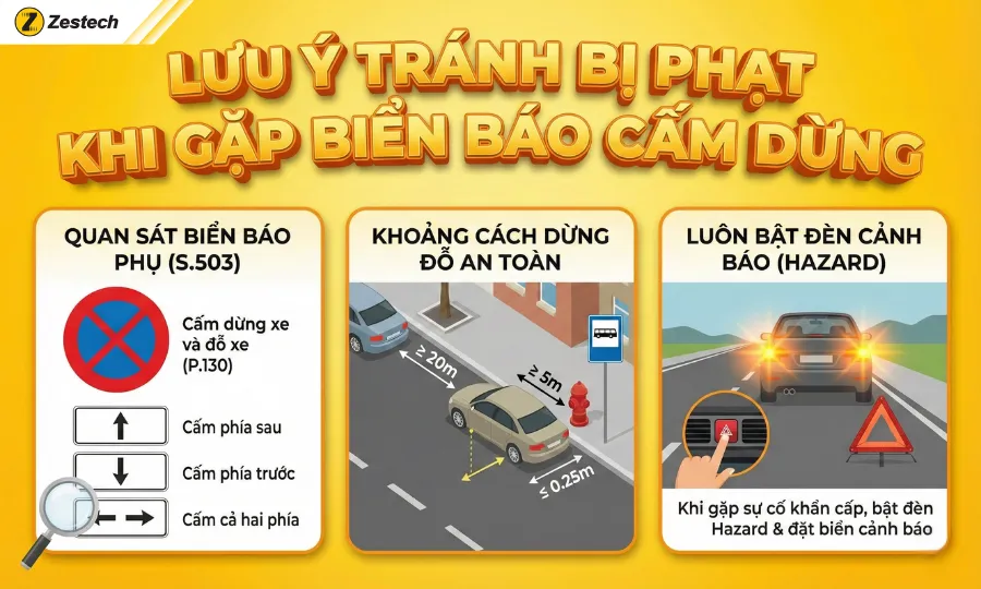 Các loại biển báo cấm dừng và mức phạt mới nhất theo nghị định 168 8 Lưu ý tránh bị phạt khi gặp biển báo cấm dừng