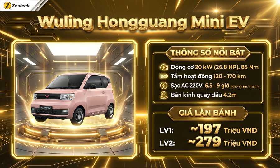 Wuling Hongguang Mini EV - Ông vua doanh số mảng ô tô điện mini