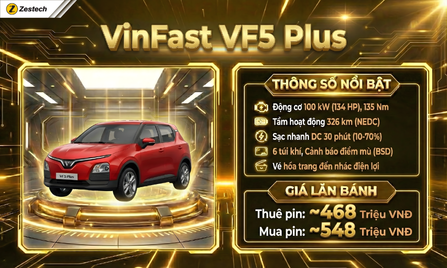 VinFast VF5 Plus - Sự lựa chọn ô tô điện mini cho gia đình
