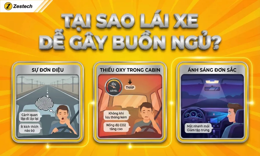 10+ cách hết buồn ngủ và giải pháp lái xe an toàn từ Zestech 2 Tại sao lái xe dễ gây buồn ngủ