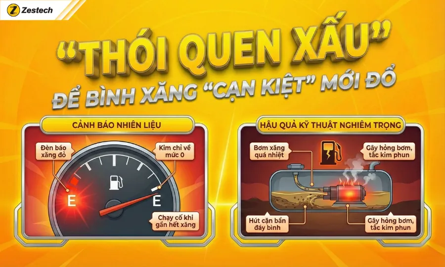 Khi đổ xăng oto có nên tắt máy? Câu trả lời từ chuyên gia kỹ thuật 5 Thói quen xấu để bình xăng cạn mới đổ